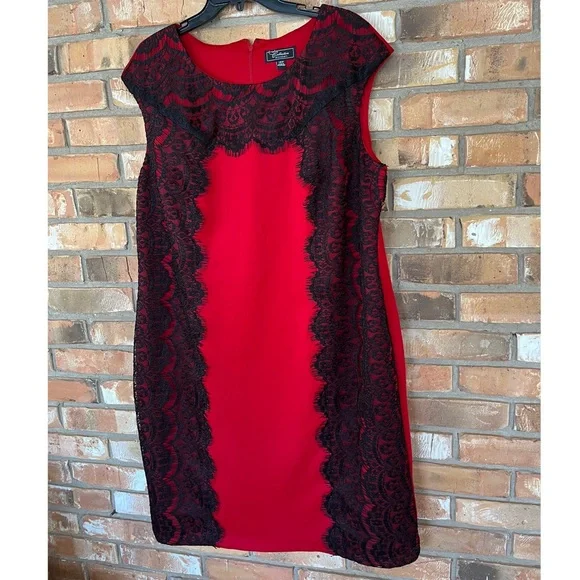 Red Barn Collection Women’s Plus Size Red and Black Lace Trim Dress   18W - Picture 7 of 7